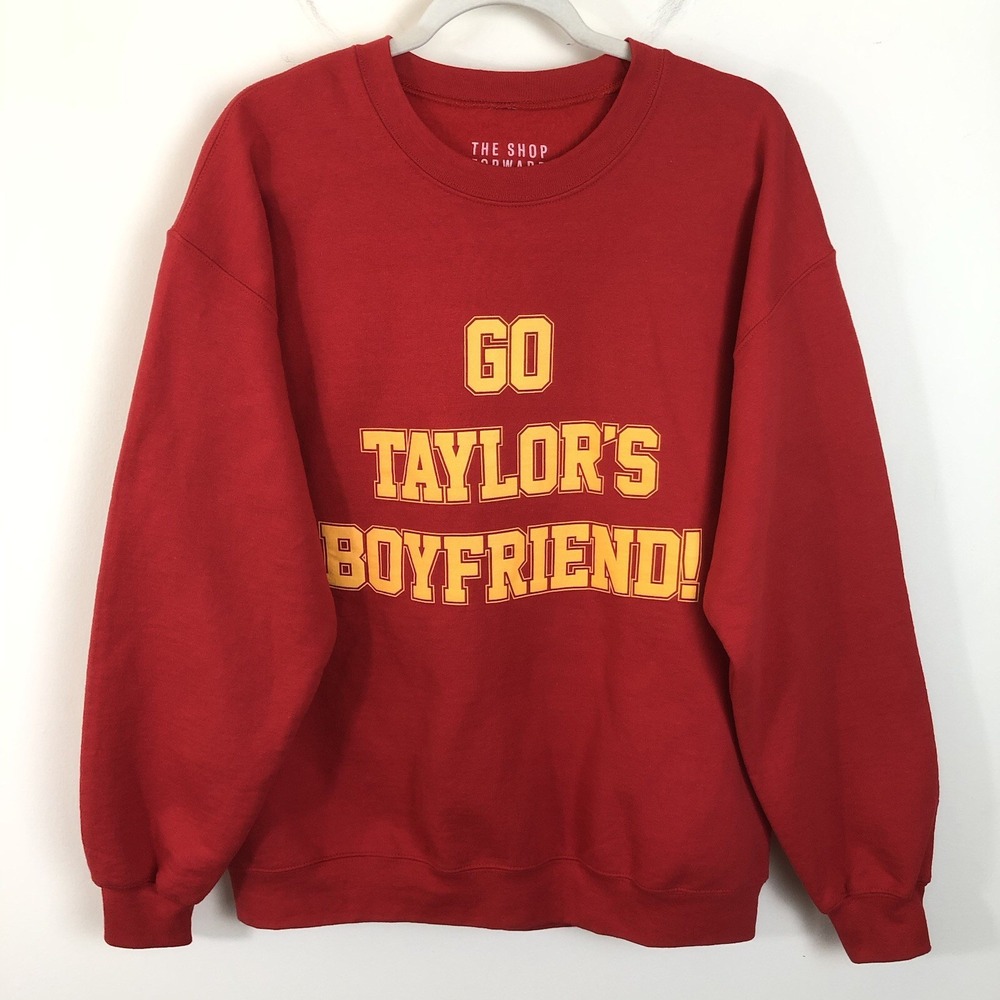 Go Taylor's Boyfriend The Shop Forward Crewneck Sweatshirt Women's Sz L Red